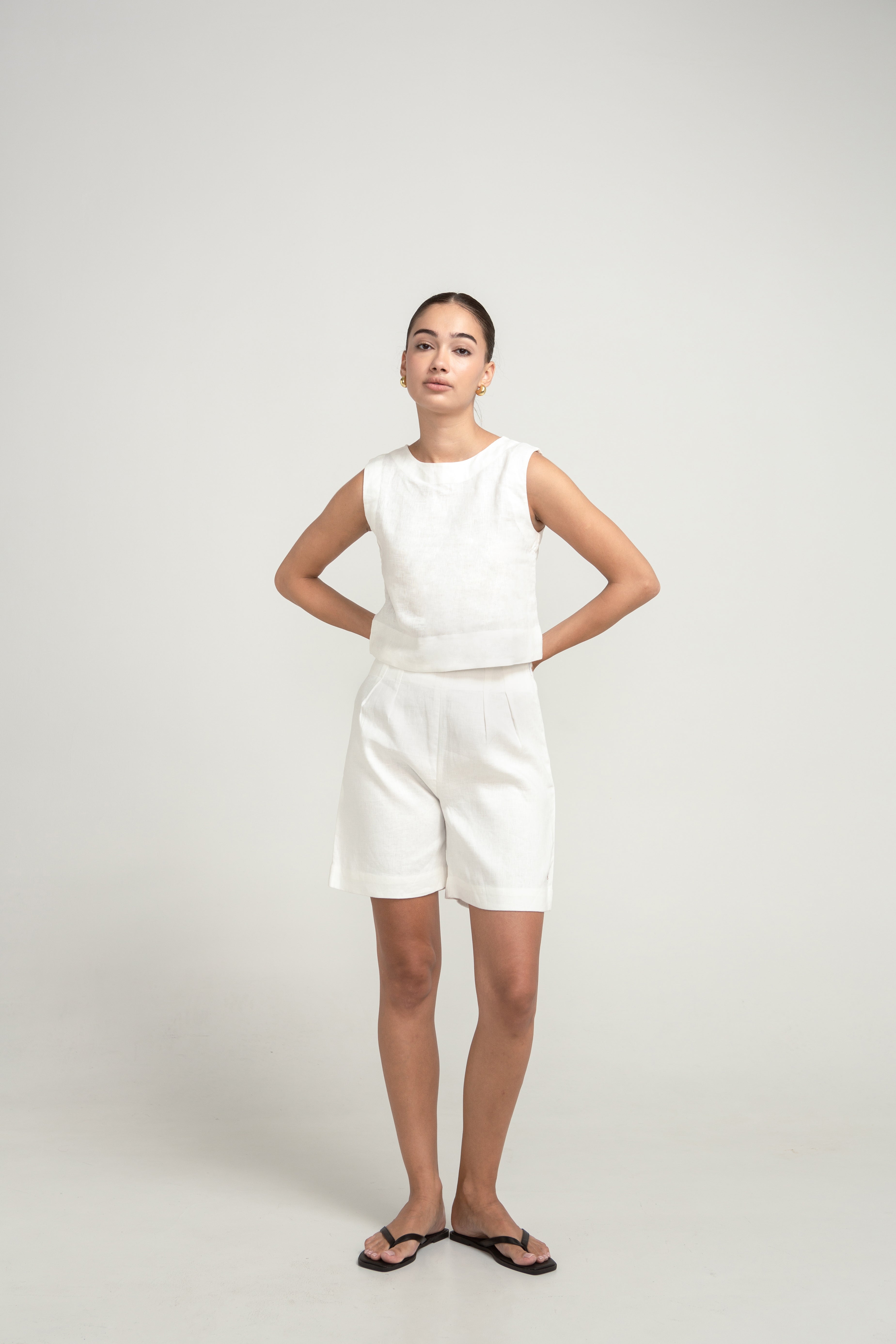 Pine Linen Top in White