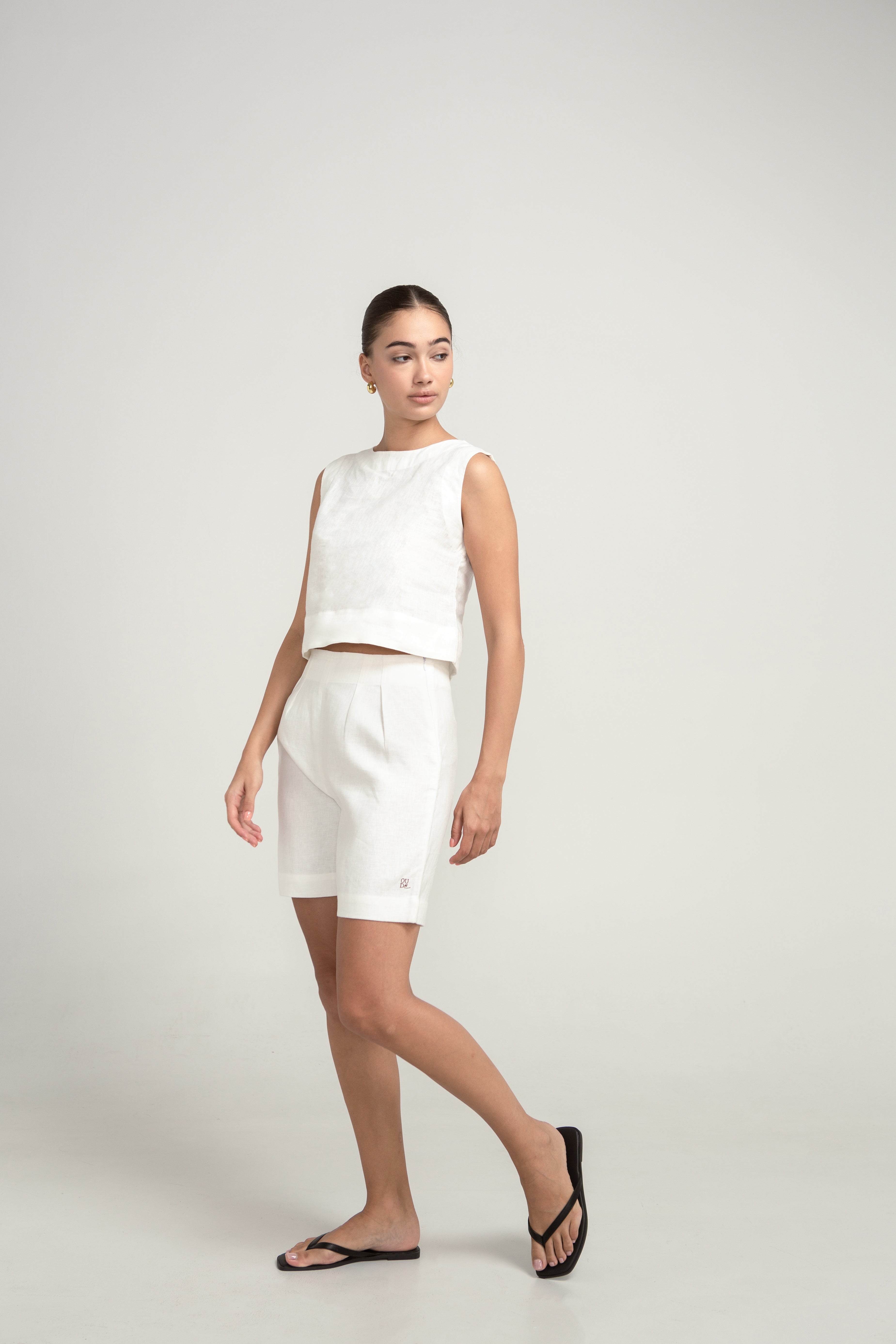 Pine Linen Top in White