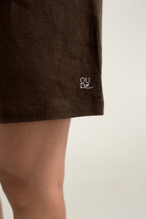 Pine Linen Shorts in Fog Brown