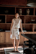 Lantern Low-Rise Bermuda Shorts in White